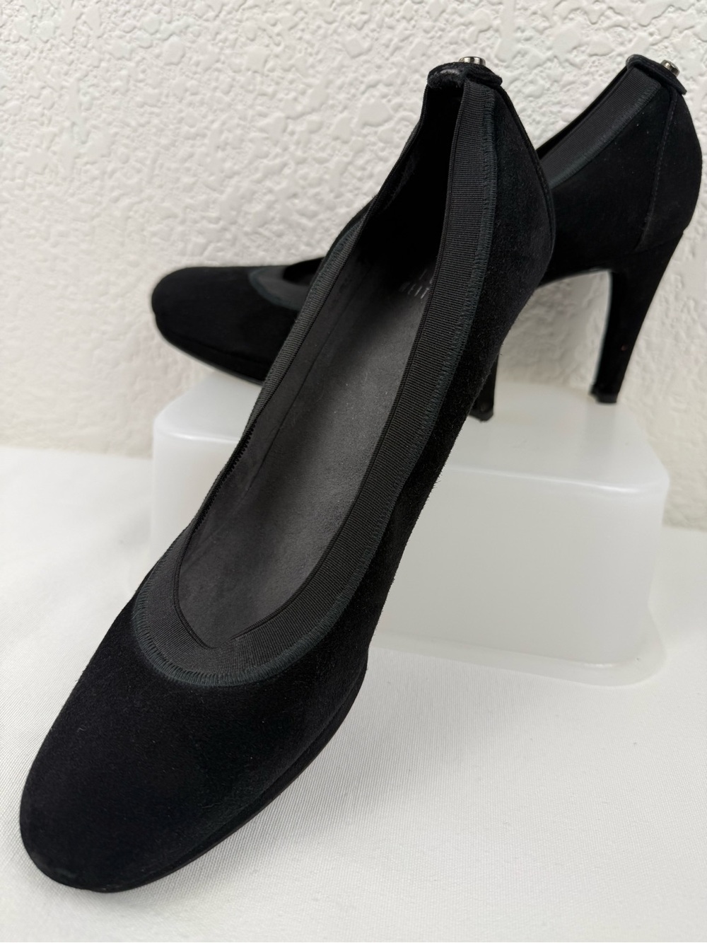 Stewart Weitzman FORSURE Black Suede Pumps | Soft Pointed Toe | Women's 9.5